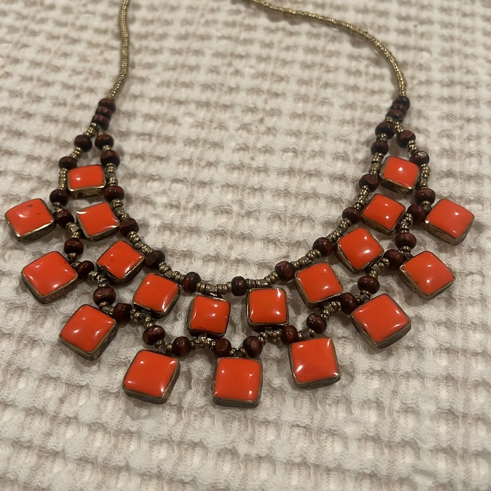 Coral & Silver Vintage Necklace